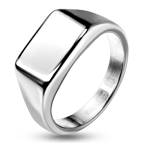 Wide Square Flat Top Stainless Steel Ring 9mm width size 10 - Picture 2 of 2